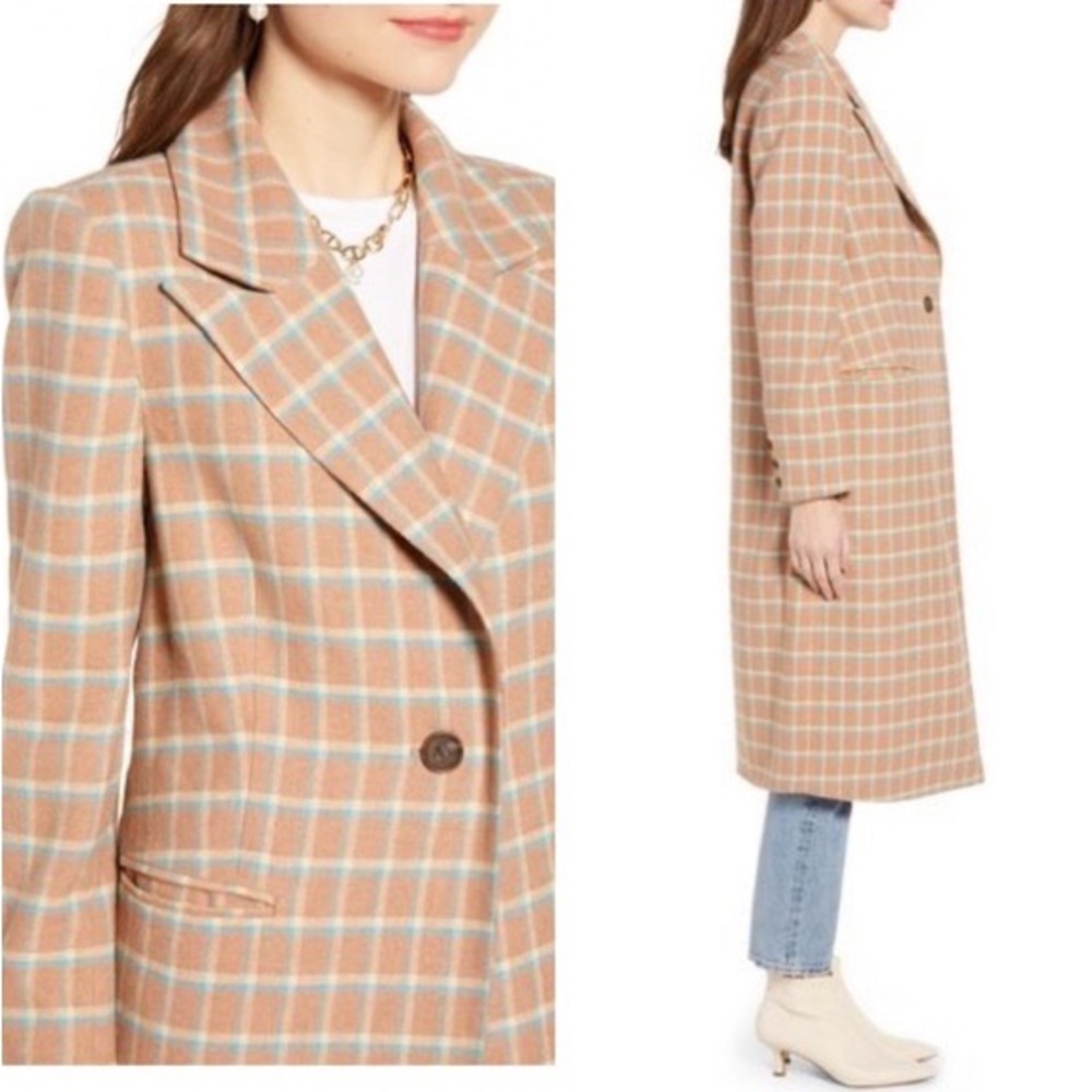 Something Navy Plaid Wool Overcoat